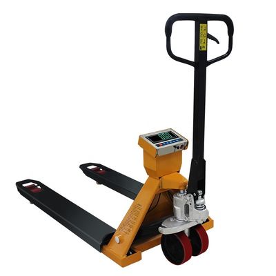 China 1/2/3 T Narrow Fork Pallet Truck Scale Big Screen Display Nylon wheel Hand Pallet Truck supplier