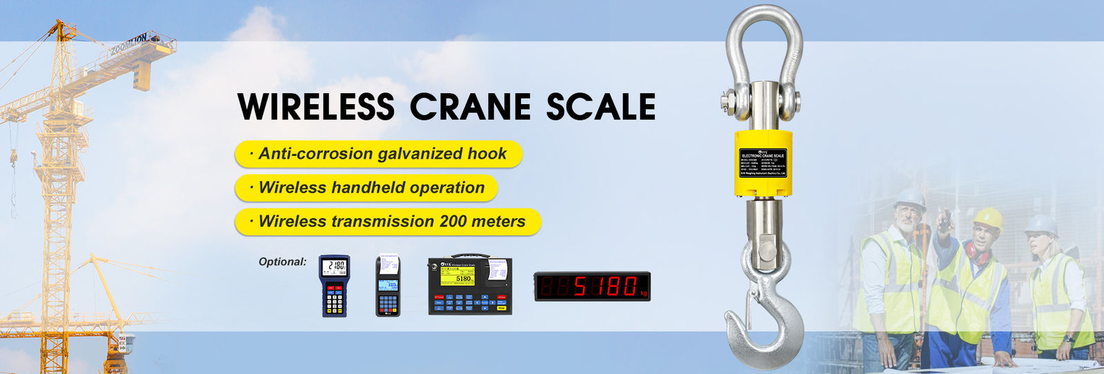 1/2/3t Electronic Wireless Weighing Crane Scale Digital Hanging Scale 3 tons