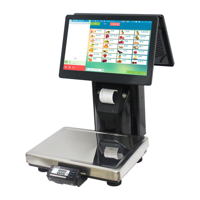 Black Barcode Printing Scale , Dual Touch Screen Label Printing Weighing Scale